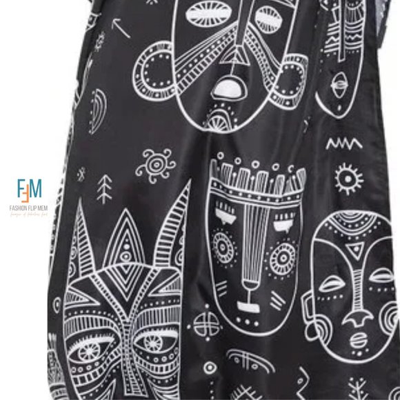 Women's Plus Size Full Length Tribal Print Caftan Maxi Dress OSFA - Picture 8 of 8